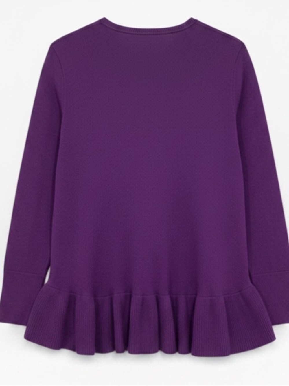 Isaac Mizrahi Purple Ruffle Hem Long Sleeve Sweater Cotton Blend Size XL - Picture 2 of 8